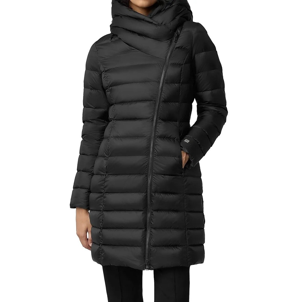 Soia & Kyo Black Quilted Puffer Coat with Asymmetric Zip